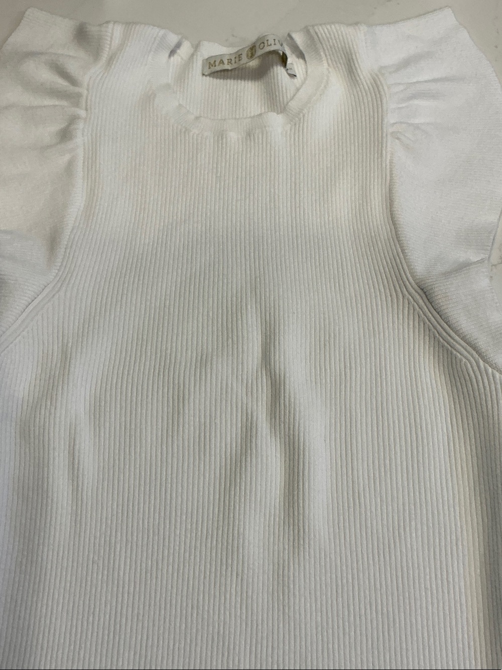 Marie Oliver White Ribbed Flutter Tank